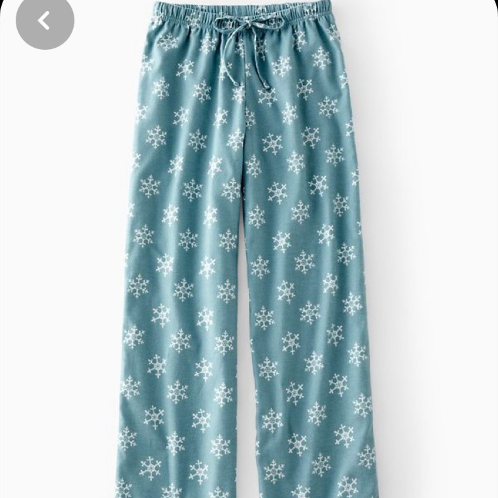 Garnet Hill Flannel Snowflake Pajamas Sleepwear L